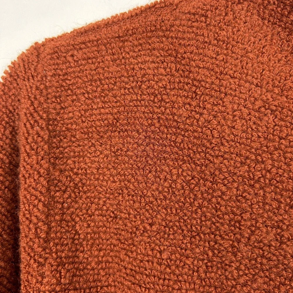 Vtg Sweater Womans L Knit Cardigan Jacket Sally Gee Burnt Orange Union Label
